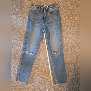 Vigoss Medium Blue High-Rise Distressed Ankle Jeans